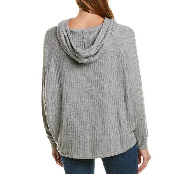 Chaser Gray and Silver Waffle Weave Dolman Sleeve Thermal High-Low Top - M - Picture 7 of 7